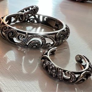 Brighton filigree and crystal bangle bracelet and earring set